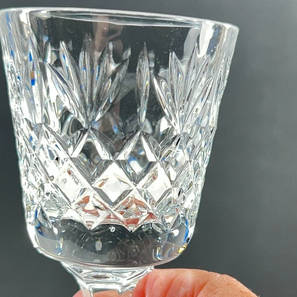 Crystal Wine Glasses Thomas Webb Warwick Pattern 6 Sided Stem 5 1/4